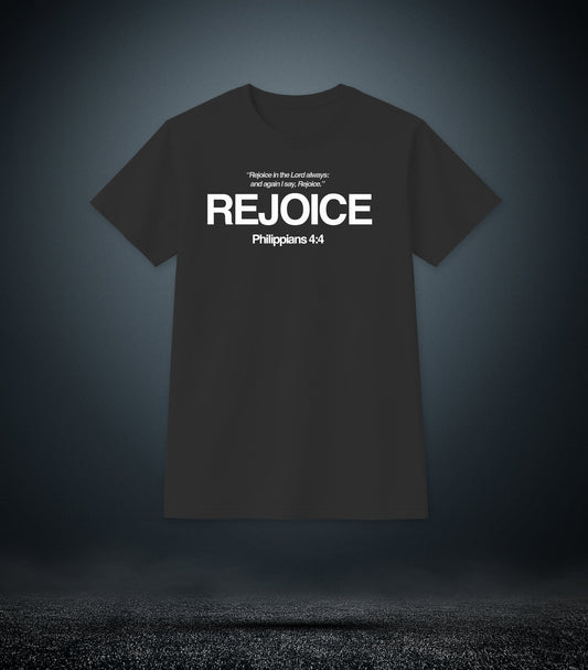 Philippians 4:4 - Rejoice Christian T - Shirt (Mens Black)