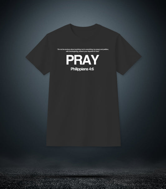 Philippians 4:6 - Pray Christian T - Shirt (Mens Black)